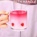 2 Pcs Valentine's Day Icon Glass Cups 14oz Heart Icon Mugs with Handle Clear Drinking Glasses Double Old Fashioned Hand Blown Cocktail Glassware for Women Valentine Party Birthday Gift