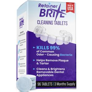 Retainer Brite Tablets for Cleaner Retainers and Dental Appliances - 96 Count