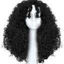 ANOGOL Hair Cap+ Black Curly Wigs for Black Women Wavy Mother Witch Wig Synthetic Movie Cosplay Costume for Halloween Party