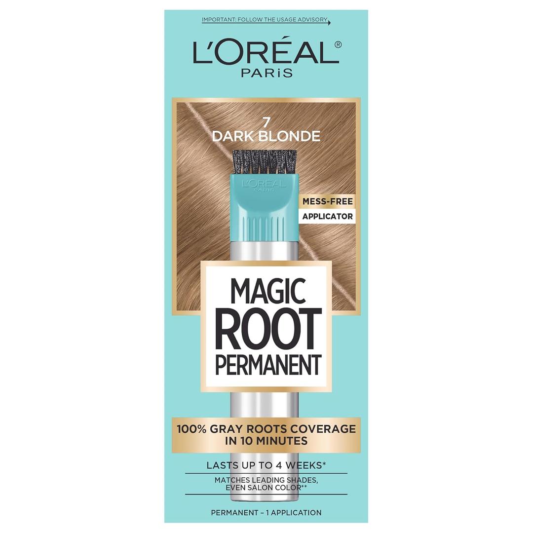 LOral Paris Magic Root Permanent Hair Color, 10 Minute Root Coloring Kit with 100% Gray Hair Coverage, 7 Dark Blonde, 1 Count