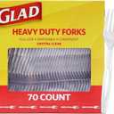 Glad Clear Plastic Forks, Heavy Duty Disposable Cutlery Set, Standard Size, Clear Disposable Fork, Bulk Pack of 70 - Perfect for Parties, Camping, and Everyday Use