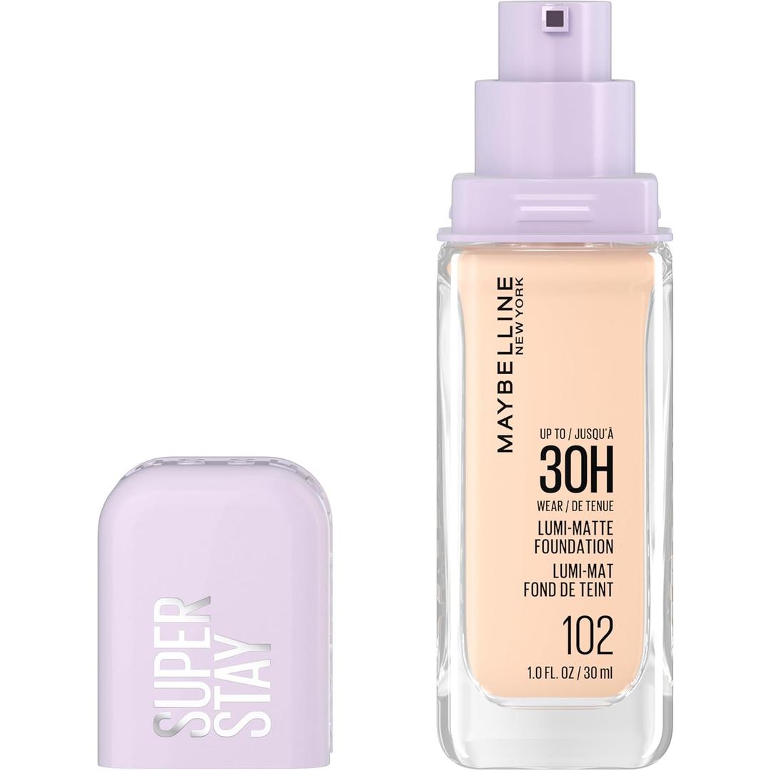 Maybelline Super Stay Lumi-Matte Foundation, Lightweight and Buildable Full Coverage Foundation Makeup For Up To 30HR Wear, 102, 1 Count (102 - Neutral Cool)