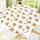 Moosfor Spandex Elastic Fitted Round Tablecloth for 45"-56" Tables, Stretch Washable Reusable Table Cover for Outdoor Picnic, Camping, Dining, Kitchen, Patio and Party, Butterfly Sunflower