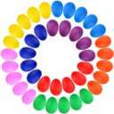 Augshy 40PCS Plastic Egg Shakers Percussion Musical Maracas Easter Eggs with a Storage Bag for Music Learning DIY Painting