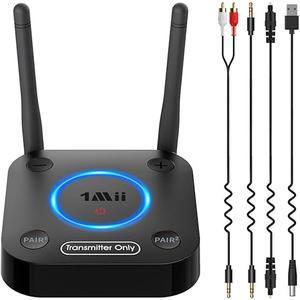 1Mii B06TX Bluetooth 5.3 Transmitter for TV to Wireless Headphone/Speaker, Bluetooth Adapter for TV w/Volume Control, AUX/RCA/Optical/Coaxial Audio Inputs, Plug n Play, aptX Low Latency & HD