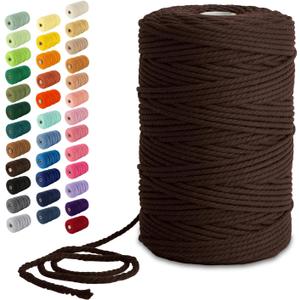 Nook Theory Macrame Cord - 3mm 220 Yards Cotton Rope, 4mm 5mm Yarn, String for Crafts, Perfect for Macrame Wall Hanging and Boho Decorations (Mocha 2)