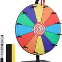 Prize Wheel 12 Inch, Spinning Wheel with 12 Writable Slots, Durable Spin The Wheel Game with Stand for Events, Classroom Games, and Party Raffles