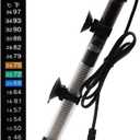 Aquarium Heater 25W 50W 100W 200W 300W Auto Submersible Heater Thermostat Fish Tank Heater with Suction Cups Thermometer Sticker Submersible Heater (25W)