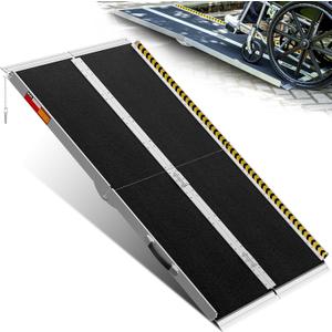 VNN Portable Wheelchair Ramp 5FT, Seamless Non-Slip Aluminum Ramps for Wheelchairs for Home, Handicap Wheelchair Ramps for Home Steps, Aluminum Loading Dock Plates, Black