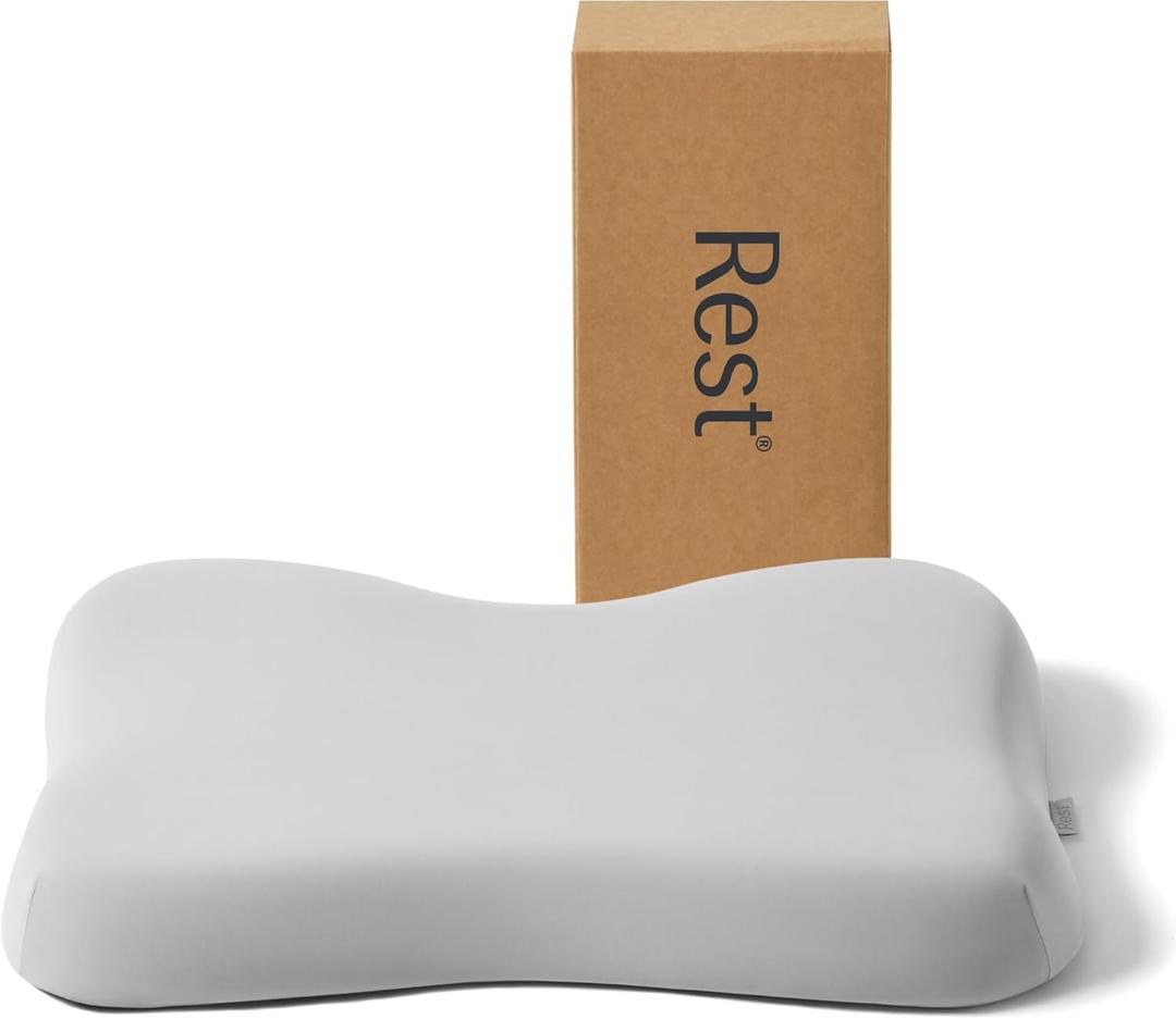 REST Evercool Cooling Pillow, Instant Cool-to-Touch Shell Fabric & Breathable Silicone Sponge Core for All-Night Temperature Regulation & Ergonomic Support, Medium Height, Light Gray