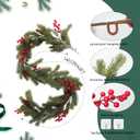 RECUTMS 4.6ft Christmas Garlands Christmas Decorations Pine Garland with Pine Cones and Red Berries Holiday Garland for Indoor Tabletop and Stair Railing Xmas Decorations Elegant Holiday DcorGreen