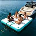 5ft/6ft/8ft/10ft Floating Dock Water Platform, Multi-People Inflatable Floating Mat | Stable dock platform structure, suitable for lake, boats, water island and swimming pool for group water activities
