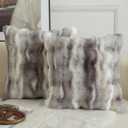 MANDIOO Pack of 2 Thick Plush Wool Decorative Throw Pillow Covers Super Soft Wave Bubble Fur Velvet Cushion Covers Pillow Shams for Couch Bed Living Room 18x18 Inch White Gray