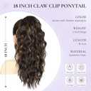Clip on Ponytails for Women - 18 Inch Curly Ponytail Extension, Wavy Pony Tails Hair Extensions, Synthetic Hair Extensions Ponytail, Clip in Ponytail (Color: Brown with Golden Highlights)
