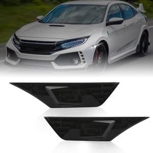 Bestview 2PCS Side Marker Lights for 2016-2021 Honda Civic 10th Gen Coupe Hatchback: Smoked Lens Front Bumper Fender Lights, 6000K White LED Sidemarker Lamps With 4Pcs T10 Light Bulbs OEM#H02551127N