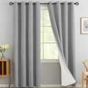 Yakamok Linen Dove Gray Curtains 100% Blackout 84 Inches Long,Room Darkening Textured Curtains for Living Room Thermal Grommet Bedroom Curtains 2 Panels with Greyish White Liner