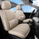 Leather Car Seat Covers,Car Seat Covers Full Set,Automotive Seat Covers 5 Seats,Fit for Most Cars SUV and Most Sedans Hatchbacks Crossovers,Breathable Waterproof Full Wrapping Edge Seat Covers Beige
