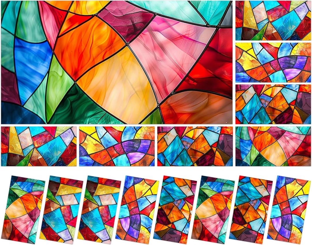 8 Pcs Fluorescent Light Covers with 80 Magnets Decorative for Classroom Ceiling Light 4 x 2Ft Magnetic Covers Filter Easy Install for Office Hospitals & Home Drop Ceiling SuppliesRetro Glass Window