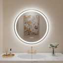 LOVESPEJO Round LED Mirror for Bathroom 24", Anti-Fog LED Bathroom Vanity Mirror with Lights, Dimmable, 3 Colors, IP54 Waterproof (24"L x 24"W, Front and Backlit)