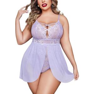 Avidlove Plus Size Babydoll Womens Snap Crotch Lingerie V Neck Lace Nighty Sleepwear 20W