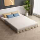 Foldable Breathable Wooden Bed Plate, Guest Tatami Mat, Wood Roll-Type Slatted Bed Japanese Floor Futon Mattress, Floor Sleep Bedding (Queen)