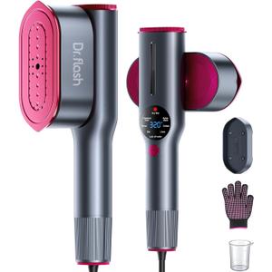 DRFLASH 2-in-1 Steamer & Iron for Clothes,15s Fast Heat-up 1200W Portable Handheld Garment Steamer,Travel Size with Large Ceramic Heat Panel,Quick Wrinkle Removal,110V-120V