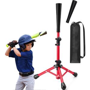 Baseball Tee for Kids,Batting Tee,Softball Tee,tee Stand, Youth Hitting Tee,Teeball Tee,Travel Tee,Easy Adjustable Height 20.5-30.2inch (Red)