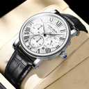eYotto Men's Stylish Business Watch, Multifunction Quartz Movement Chronograph Roman Numerals Analog Calendar Date Waterproof Leather Band Wristwatch, Formal Casual Dress Gift Watch for Men