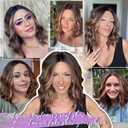 Eawwii Brown Highlight Short Wavy Wig for Women Lace Hairline Bob Style Synthetic Heat Resistant - Natural Appearance for Everyday Hairstyle 14 Inch