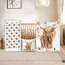 Duckbe Baby Crib Bedding Set - Highland Cow Design Nursery Bedding 3 Pcs Set - Chic Soft Blanket, Sheet, Pillowcase for Newborns Boys Girls Gifts Fixed Size