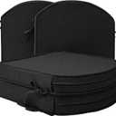Outdoor Chair Cushions, Fade-Resistant & Water-Resistant, D Shaped Patio Furniture Seat Chair Pads Replacement with Ties, Non-Slip Bottom, Removable Cover, Count of 4, 18.5 x 16 Inch, Black