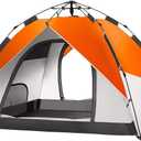MOON LENCE Pop Up Tent Family Camping Tent for 4 Person, Portable Instant/Automatic Tent Waterproof Windproof for Camping Hiking Mountaineering (Orange)