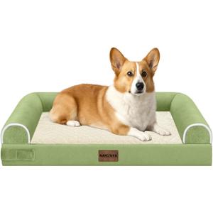 Medium Large Dog Bed Orthopedic Washable: Beds Bolster Medium Large Sized Dog Bed Egg Crate Foam Couch Sofa Waterproof with Removable Cover - Grass Green