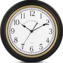 Bernhard Products Decorative Black Wall Clock 12 Inch Silent Non Ticking Battery Operated Vintage Elegant Retro Clocks for Living Room Decor, Kitchen Office Dining Room Bedroom School Classroom