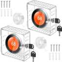 Thermostat Lock Box Square - 5x5 Thermostat Cover With Lock, Thermostat Lock Box with Key 2 Pack, Clear AC Thermostat Lock Box Cover, Small Acrylic Lockbox for Thermostat on Wall (2pc, 5x5x2)