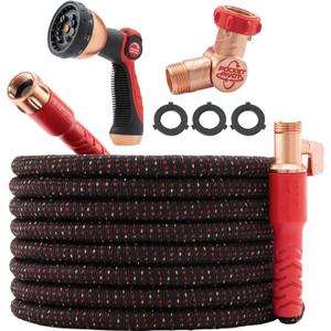 Pocket Hose Ballistic 100 FT Expandable Garden Hose w/Pocket Pivot Swivel Connector, Anti-Burst Sleeve Reinforced with Bulletproof Fiber, Lightweight, No-Kink, Compact, UV-Protected