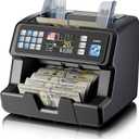 Aneken Money Counter with Value Count for USD/EUR/CAD, UV/MG/IR/DD/MT Counterfeit Detection, Top-Loading Bill Counter, 3.5" TFT Display, Batch & Add Functions, 3 Speeds, Up to 1,500 Notes/Min