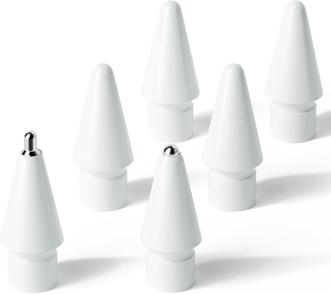 Upgraded Replacement Tips for Apple Pencil 1/2/Pro/USB-C, Mix Metal Tips for Apple Pencil Compatible Nibs with All Generation (6 Pack)