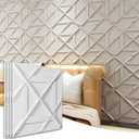 Art3d PVC 3D Wall Panel, Decorative Wall Tile in White 12-Pack 19.7"x19.7"