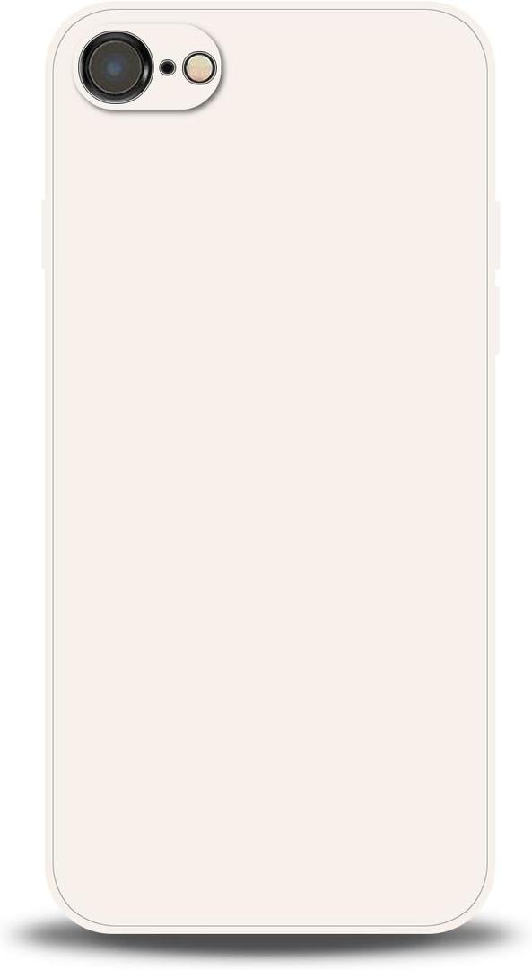 Compatible with iPhone SE 2020/8/7 Case,with Camera Lens Protector Ultra Slim Liquid Silicone Cover Anti-Scratch Shockproof Case-White
