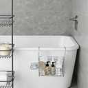 Large Rustproof Shower Caddy Hanging, 304 Stainless Steel Hanging Shower Organizer Basket for Bathroom & Bathtub, Over the Rod Shower Rack for Shampoo, Conditioner, Soap & Bath Accessories(Silver)