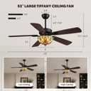 52" Tiffany Ceiling Fan with Lights and Down Rods