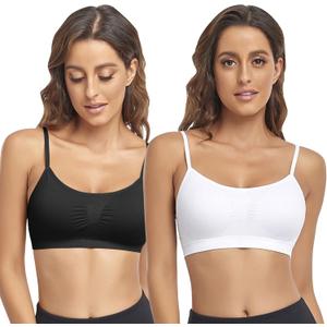 Litthing Bralettes Padded for Women Cami Strap Bra Seamless Sportsbra Wireless Comfort Yoga Lightly T-Shirt Tank Tops (X-Large)