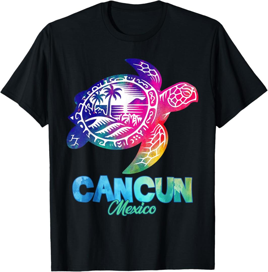 Cancun Mexico Turtle Tie Dye Summer Vacation Gifts Souvenir T-Shirt S