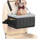 Leather Dog Car Seat for Small Dogs Under 20lbs, Dog Booster Seat with Metal Frame Construction Double-Layer Oxford Puppy Car Seats with Safety Leash Perfect for Small Pets Dogs Cats