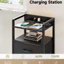 Lazzanto Night Stand Bedside Charger Bedroom - Nightstand with Charging Station & LED Light Strip, Night Stand with Storage Shelf & 2 Fabric Drawers, Morden End Table with U-S-B Ports & AC Outlets
