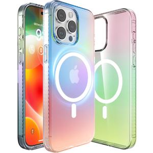 Magnetic Iridescent Clear Case for iPhone 14 Pro [Compatible with MagSafe] [Military Grade Protection] Shockproof Phone Cases for Women Men Slim Thin Cover- Iridescent Design