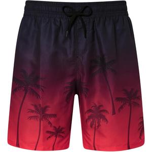 uideazone Men Swim Trunks Drawstring Elastic Waist Quick Dry Beach Shorts with Mesh Lining Swimwear Bathing Suits (Large, Gradient Red Black)