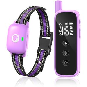 Dog Shock Collar - 2600FT Dog Training Collar with Remote, 3 Modes(Beep/Vibration/Shock), Security Lock, IP68 Waterproof Rechargeable E-Collar for 10-120lbs All Breeds (Purple)