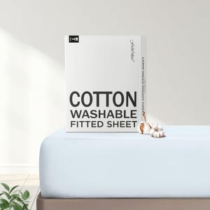 FreshCulture Pure Cotton Fitted Sheets Full Size, 300 Thread Count Percale Sheets for Full Size Bed, Soft & Breathable Cotton Sheets, Luxury Fitted Sheets Only (Full,Blue)